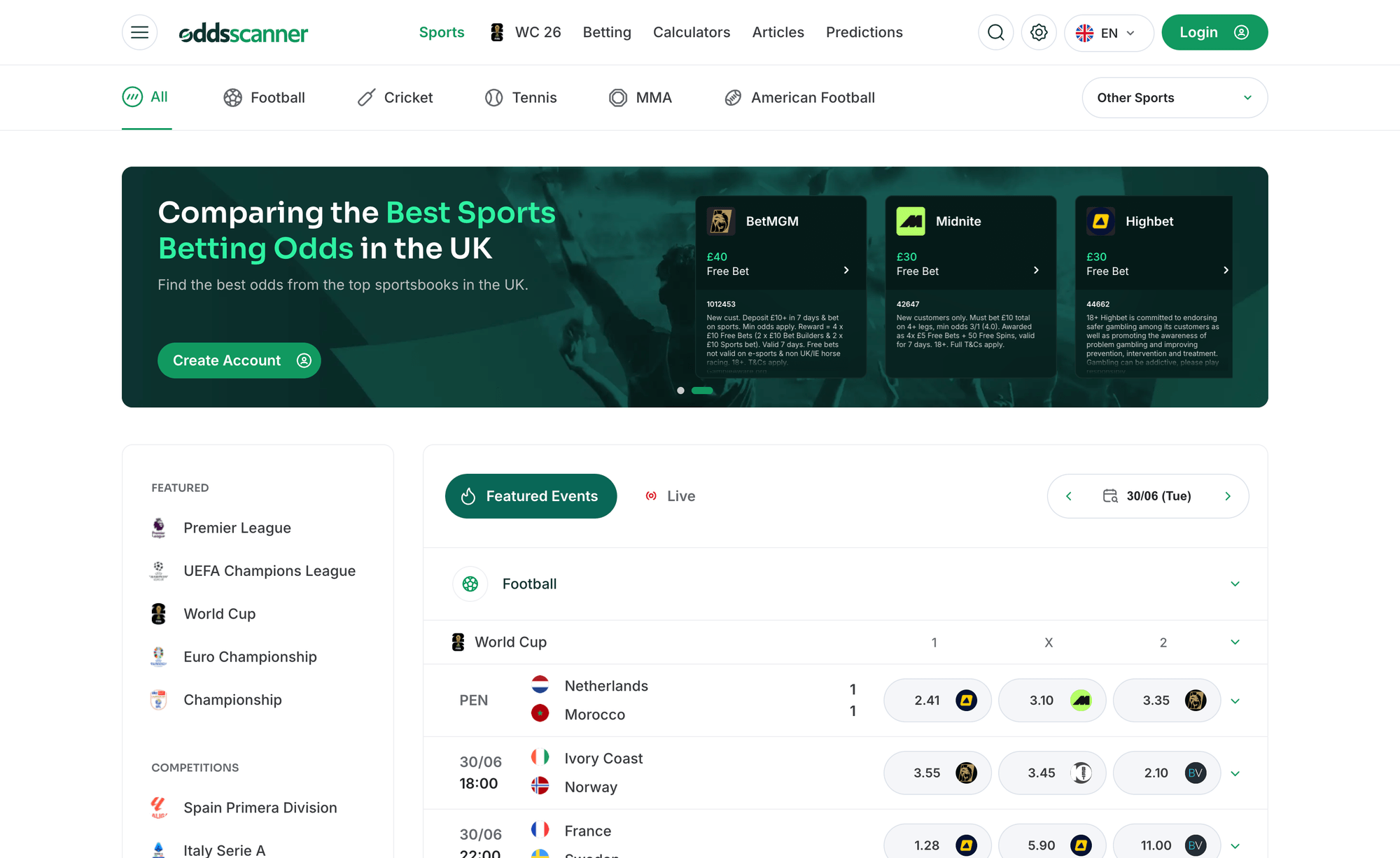 Odds Scanner platform